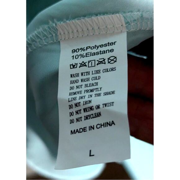 Mint Satin Ruffle Hi-Low Slip Dress | Cowl Neck Prom Nightgown | Size Large - Picture 4 of 9